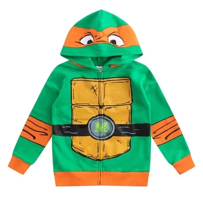 Толстовка с капюшоном Nickelodeon Michelangelo Boys на молнии для больших детей зеленого цвета