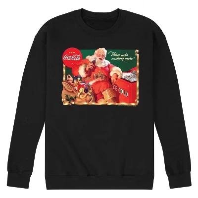 Мужская винтажная флисовая толстовка Santa With Coca-Cola Ice Cooler с графическим рисунком, черный