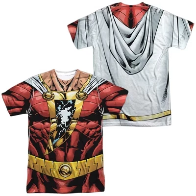 Мужская униформа Jla Shazam (принт спереди и сзади), костюмная футболка с коротким рукавом, белая