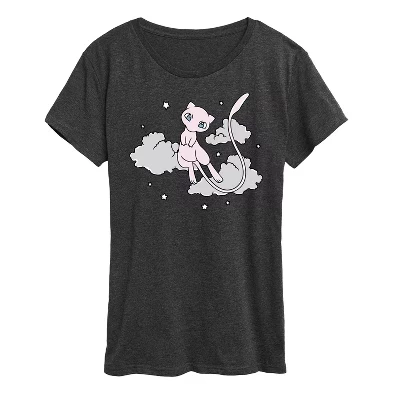 Женская футболка с рисунком покемона и Мяу с коротким рукавом heather charcoal