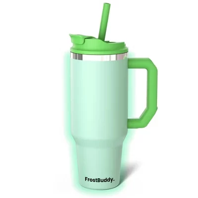 Изолированный стакан FrostBuddy Thicc Buddy | Доступен в размерах 40 и 50 унций | Нержавеющая сталь + Держатель для гигиенической помады glow
