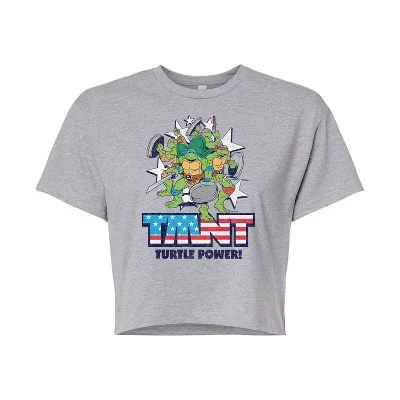 Женская укороченная футболка TMNT, серая