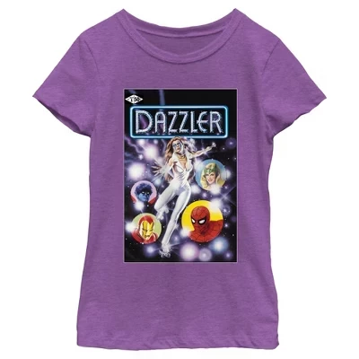 Укороченная футболка с обложкой комикса Girl's Dazzler Superhero Friends фиолетового цвета