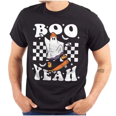 Крутая футболка с графическим рисунком Ghost Boo Yeah для скейтбординга, мужская или женская, черная