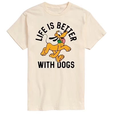 Мужская футболка с коротким рукавом Pluto Life Is Better With Dogs кремового цвета с графическим рисунком