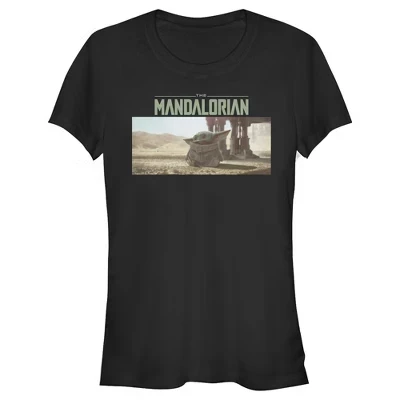 Женская футболка для юниоров The Mandalorian The Child Desert Walking, черная