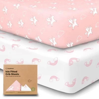 2pk Простыней Isla для мальчиков и девочек, 52x28 см, подходит для стандартных матрасов для детской кроватки dreamland