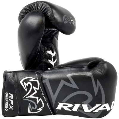 Боксерские перчатки Rival RFX Guerrero HDEF Pro Fight шнуровка, черные