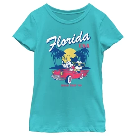 Детская футболка Mickey Mouse & Friends Florida Road Trip, бирюзовая