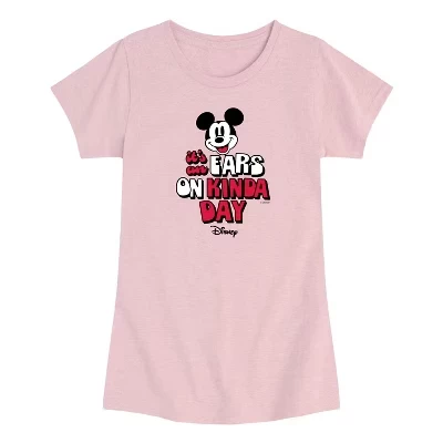 Приталенная футболка с коротким рукавом и графическим принтом Ears on Kinda Day розового цвета