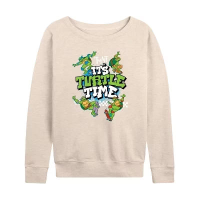 Женская рубашка It's Turtle Time из легкого французского махрового материала с широким вырезом и длинными рукавами с графическим рисунком.