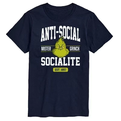 Мужская футболка The Grinch Anti-Social, синяя