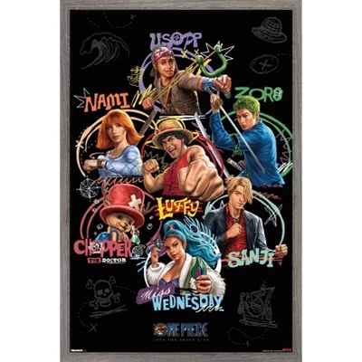 Netflix One Piece: Сезон 2 (2026) - Настенный плакат в сетке из соломенной шляпы с принтом barnwood