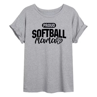 Женская футболка Proud Softball Mama черного цвета с объемным рисунком
