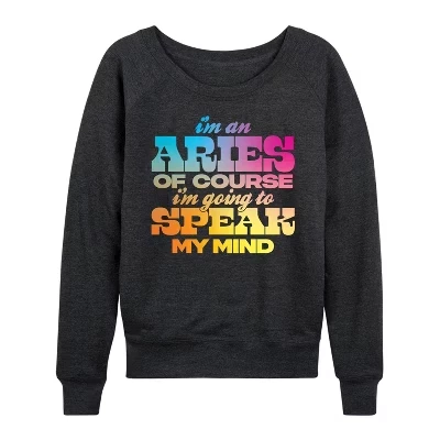 Женская рубашка Aries Speak My Mind из легкого французского махрового полотна с широким вырезом и длинными рукавами, выполненная в графическом стиле цвета верескового угля