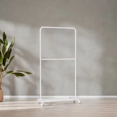 Стойка для одежды SONGMICS HOME на колесах, белая