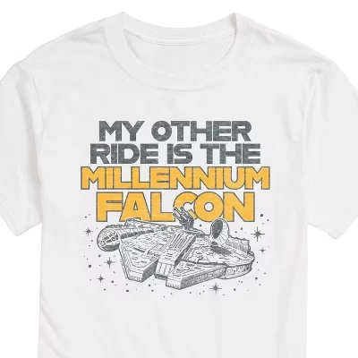 Men's -  - My Other Ride Millennium Falcon Short Sleeve Graphic T-Shirt white