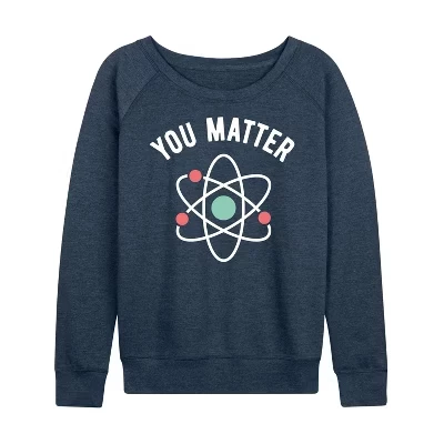 Женская рубашка You Matter из легкого французского махрового полотна с широким вырезом и длинными рукавами цвета Хизер индиго.