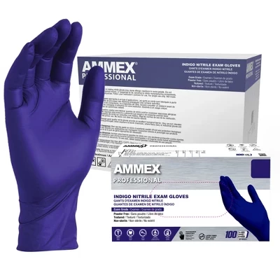 Нитриловые одноразовые перчатки Ammex Professional, индиго