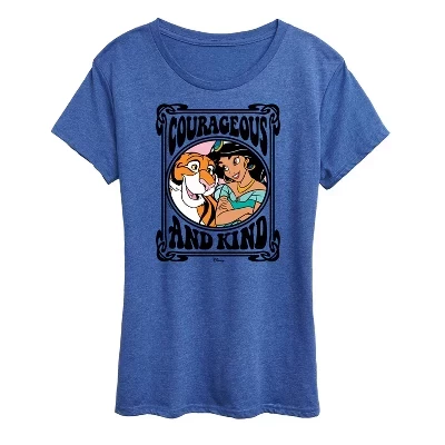 Женская футболка Jasmine Rajah Courageous and Kind с коротким рукавом и рисунком, синяя