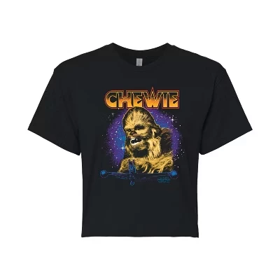 Женская укороченная футболка с металлическим рисунком Chewie Hair, черная