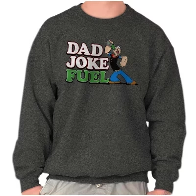 Мужская толстовка с круглым вырезом и надписью Popeye Cartoon Spinach Dad Joke Fuel лицензионного белого цвета