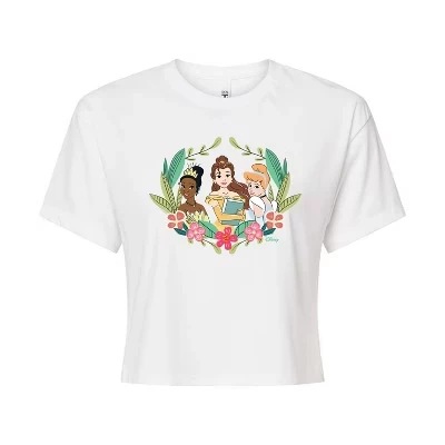 Женская укороченная футболка с рисунком Belle Tiana Cinderella, белая