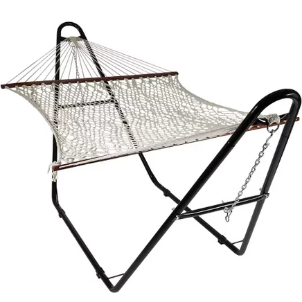 Гамак с каркасом Sunnydaze Cotton двойной, белый, до 204 кг