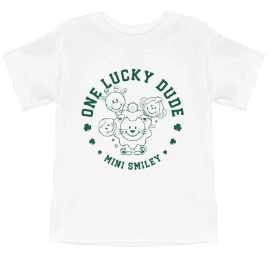Мини-смайлик One Lucky Dude - Футболка для малышей с коротким рукавом и рисунком белого цвета