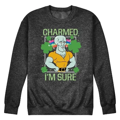 Мужская - Губка Боб Квадратные штаны - Флисовая толстовка Charmed I'm Sure с графическим рисунком heather charcoal