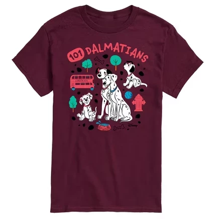 Men's -  - Collage of Dalmatian Family Short Sleeve Graphic T-Shirt maroon