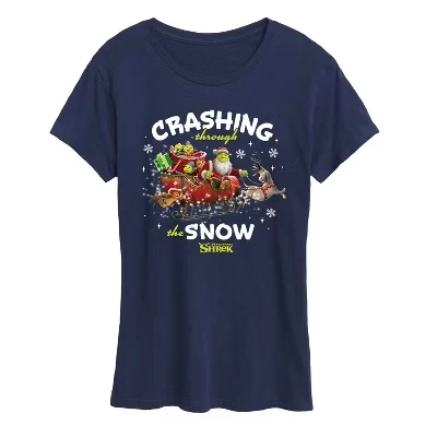 Женская футболка Shrek «Сквозь снег», синяя