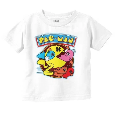 Аркадная видеоигра PACMAN Ghost Chomp Toddler Детская графическая футболка лицензионного белого цвета