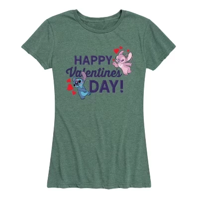 Женская футболка Lilo & Stitch «Happy Valentine’s Day», меланжевая