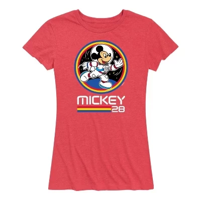 Женская футболка с изображением космического значка Mickey 28 с коротким рукавом, красная