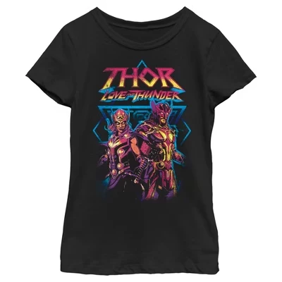 Футболка для девочек Marvel Тор: Любовь и гром, черная