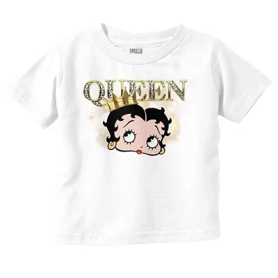 Ретро Футболка Betty Boop Cartoon Queen Crown для маленьких девочек лицензионного белого цвета