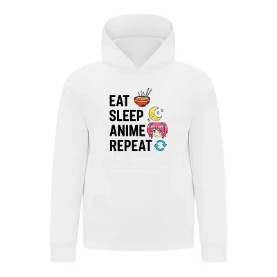 Толстовка–пуловер для девочек из коллекции Anime Collection - Милая розовая толстовка с изображением аниме-девушки, Рамена и Луны, белая