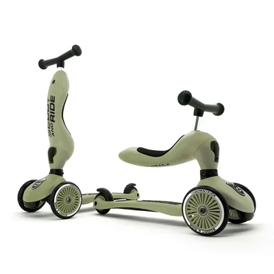 Самокат Scoot & Ride Highwaykick 1 2-в-1 с сиденьем, оливковый
