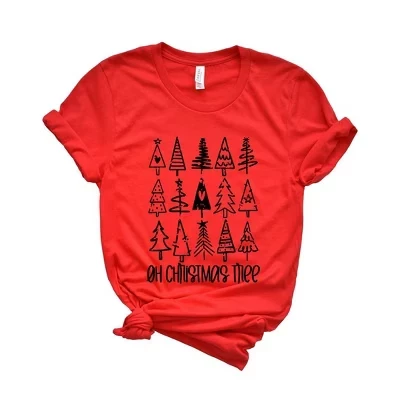 Женская футболка Oh Christmas Trees с коротким рукавом и рисунком в стиле 