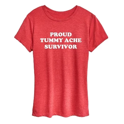 Женская футболка Instant Message Tummy Ache, красный меланж