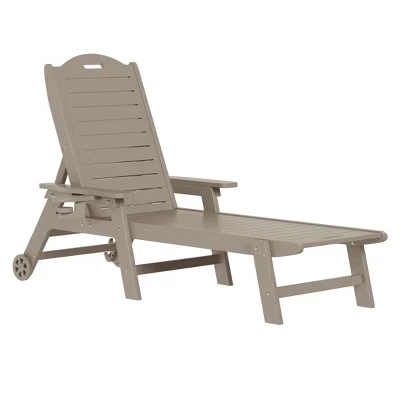Шезлонг Aruba Outdoor HDPE Patio с колесиками и подстаканником красный