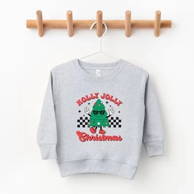 Молодежная ультрамягкая толстовка с рисунком Holly Jolly Christmas Tree серого цвета
