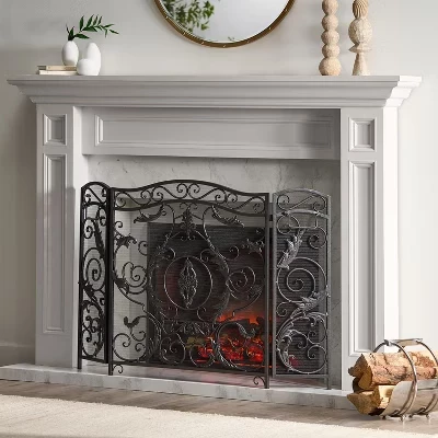 Каминная решетка Waterbury Traditional Iron с 3 панелями серебристого цвета