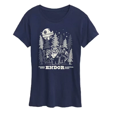 Женская футболка Star Wars Endor Wildlife с принтом, темно‑синяя