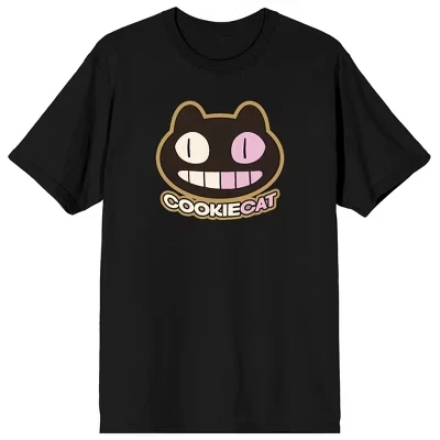 Взрослая черная футболка с круглым вырезом и коротким рукавом Cookie Cat для взрослых, черная