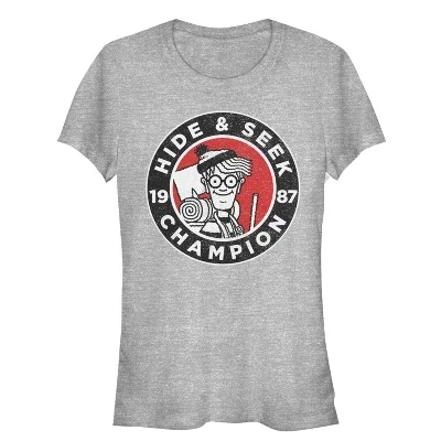 Женская футболка для юниорок Where's Waldo Hide and Seek Champion athletic heather