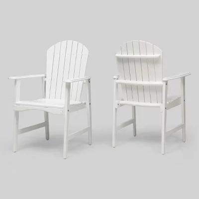Обеденные стулья Malibu Acacia Wood Patio Adirondack из дерева Малибу - белый