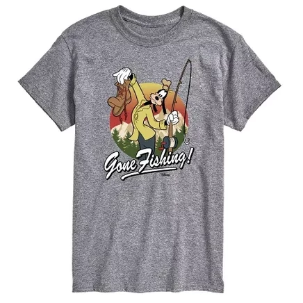 Мужская футболка с коротким рукавом Goofy Gone Fishing с графическим рисунком athletic heather