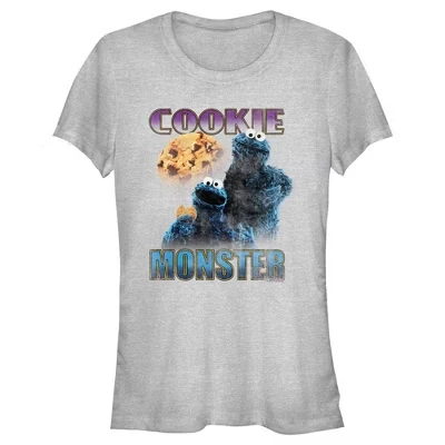 Женская футболка Sesame Street Cookie Monster, серый меланж